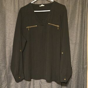 Maurices Black Blouse with Gold Accents